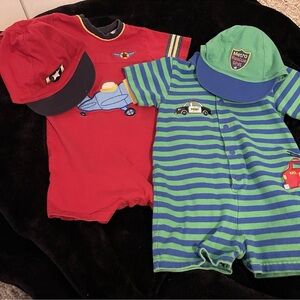 Okie Dokie Vintage~Y2K Set Of Two Bodysuit With Matching Hat Size 18Month